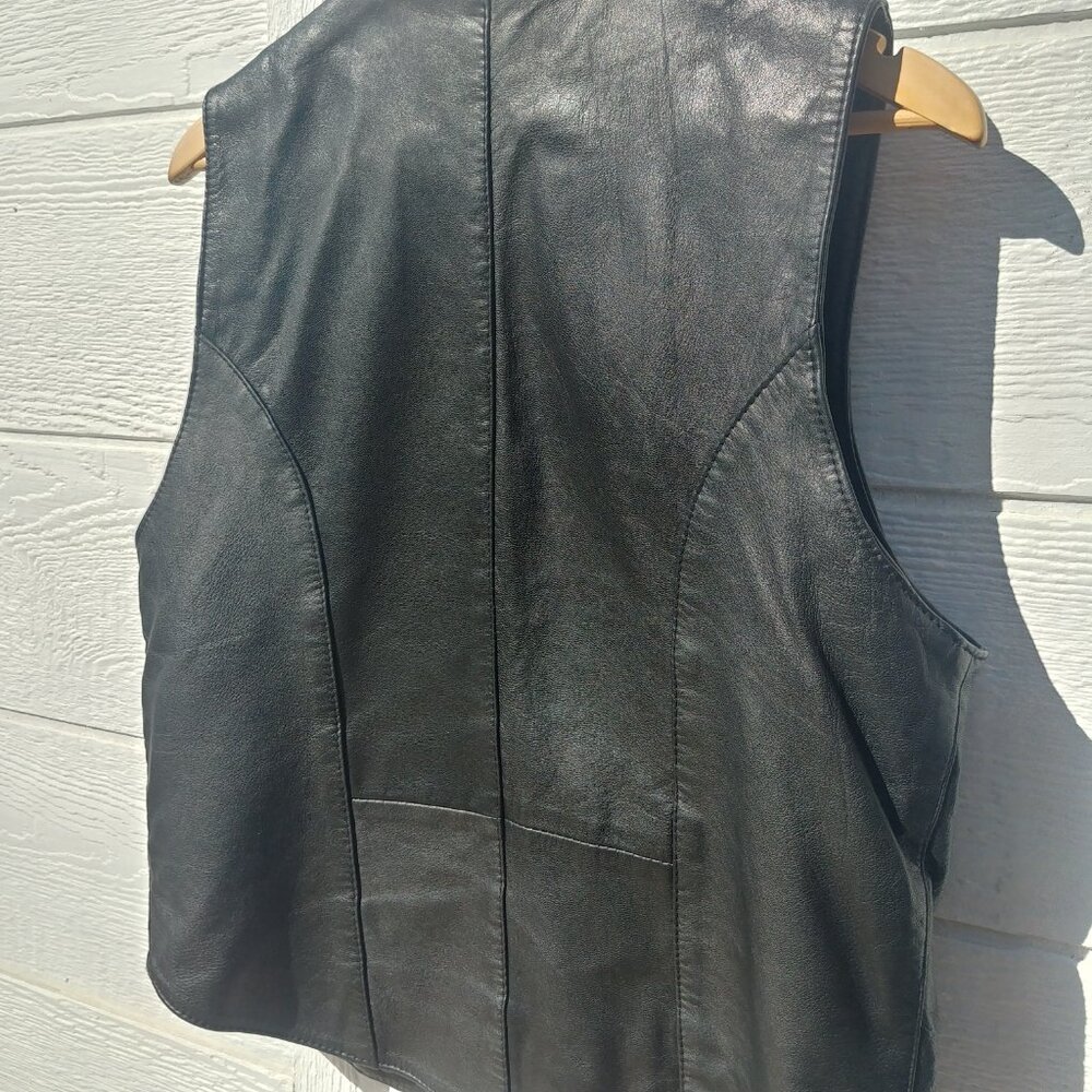 Real Leather Black Zipper Zip-up Vest Germany Fully Lined Mens Small S - Picture 3 of 13